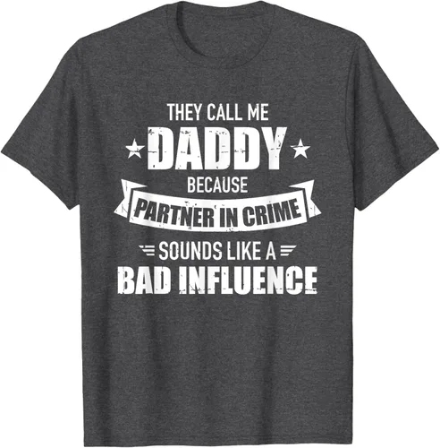 Vista 31 de Call me dad partner in crime bad influence camiseta divertida regalo papá, Negro, S