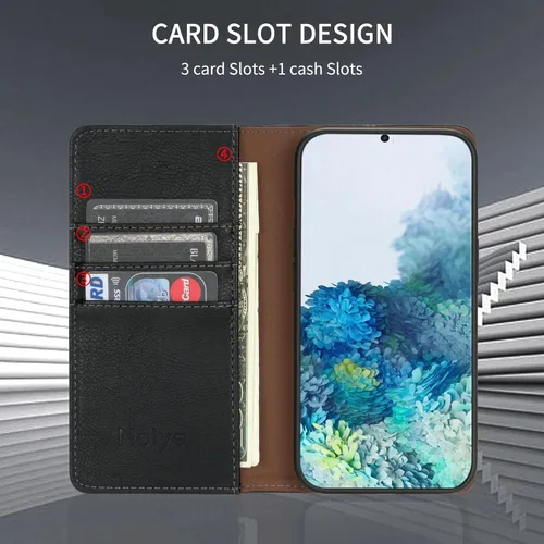 Vista 3 de Funda tipo cartera para Samsung Galaxy S20 Plus con bloqueo RFID, soporte de ranura para tarjetas, funda protectora de cuero con tapa magnética