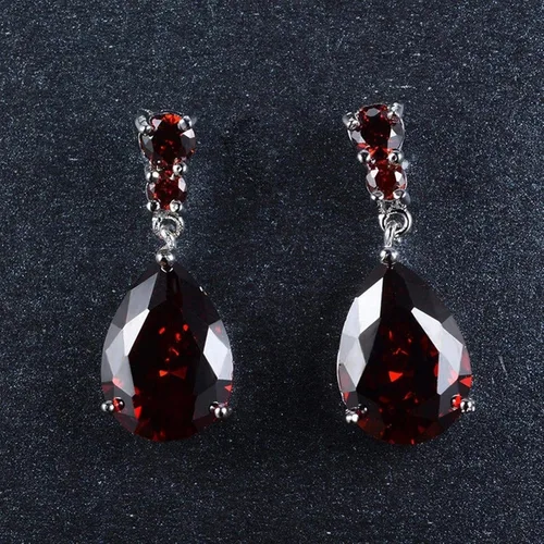 Vista 2 de METREE - Pendientes de moda con diamantes de imitación para mujer, color rojo