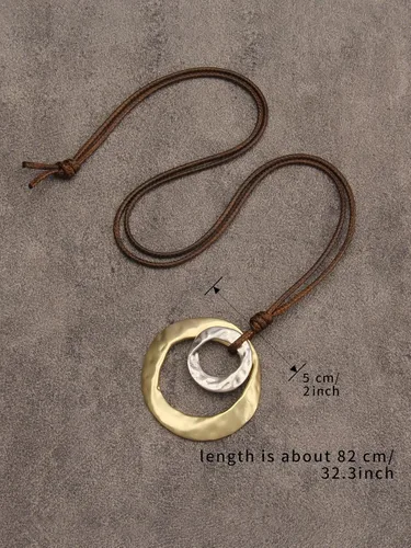 Vista 7 de Jeilwiy Collar de cuero para mujer, collar funky, gargantilla con dije, estilo bohemio, joyería
