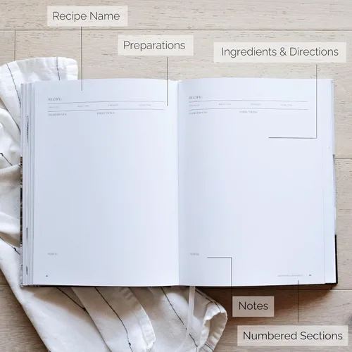 Vista 2 de Libro de Recetas para Escribir Tus Propias Recetas - Gran Diario de Cocina en Blanco Personalizado para la Familia, Contiene 200 Plantillas