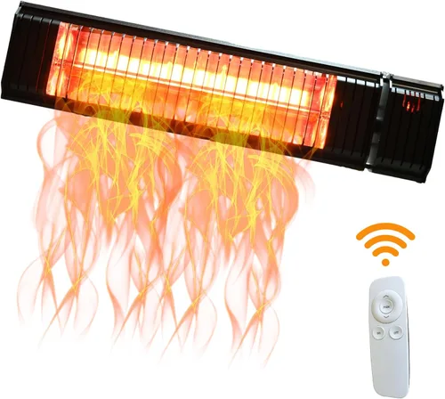 Vista 3 de Calentador de patio eléctrico infrarrojo SunWave de 1500 vatios, calentador de patio montado en la pared, calentador infrarrojo