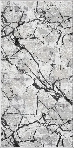 Vista 3 de SAFAVIEH Amelia Collection - Alfombra decorativa de 2 x 4 pies, gris y negro, diseño abstracto moderno, no desprende pelusa y de fácil cuidado