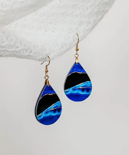 Vista 83 de Dangle Earrings for Women Colorful Dangling Drop Statement Jewelry Printed MDF Wood Teardrop Double Side Print Handmade by The Painted Pug