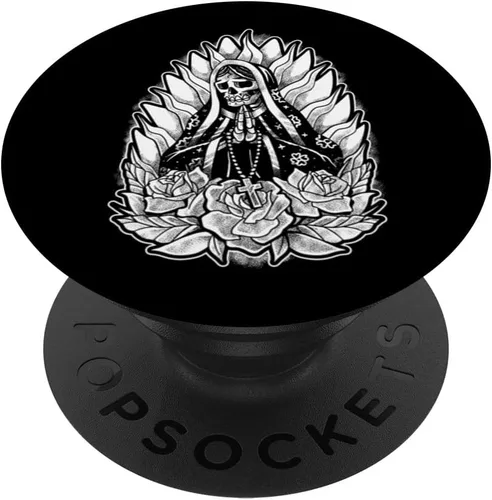 Vista 6 de PopSockets MagSafe PopGrip de esqueleto gótico católico punk tradicional para iPhone
