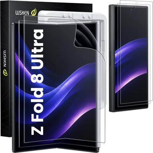 Vista 8 de WSKEN Protector de pantalla para Samsung Galaxy Z Fold 7 – [Marco de alineación automática] Paquete de 2 películas interiores de TPU + 2