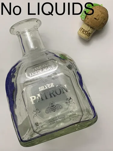 Vista 2 de Botella vacía Tequila Patron Silver - Grandes centros de mesa - Botellas vacías rústicas chic (2)