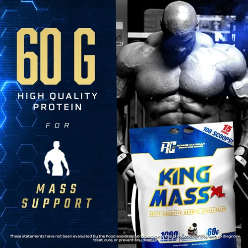 Vista 3 de Ronnie Coleman Signature Series King Mass XL Mass Gainer - Proteína en polvo, ganador muscular, 2.16 onzas de proteína, 6.35 oz de carbohidratos