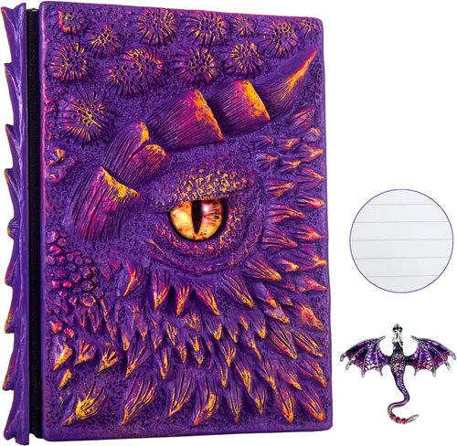 Vista 19 de Diario 3D en relieve de ojo de dragón en relieve, cuaderno grabado de resina, cuaderno Dnd para los amantes de los dragones, papel en blanco, bloc