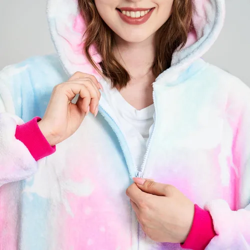 Vista 6 de NewPlush Pijama unisex de unicornio para adultos, mujeres y hombres, mameluco de cosplay de animales
