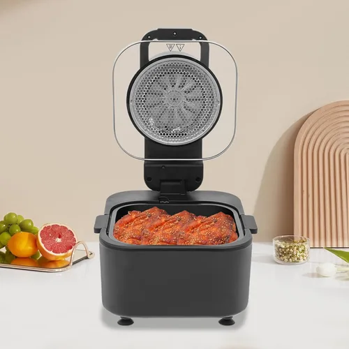 Vista 8 de Freidora de aire digital de 9L con cocción a temperatura constante de 360° para comidas simples y aperitivos, freidora de aire inteligente