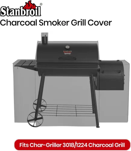 Vista 2 de Stanbroil Cubierta de parrilla para parrillas Char-Griller 3018, 1224, E1224, 2121, 2123 con caja de fuego lateral, impermeable y resistente a