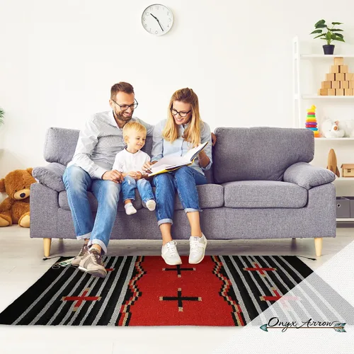 Vista 2 de Onyx Flecha Tapete de área estilo suroeste Decoración, Algodón plastificado