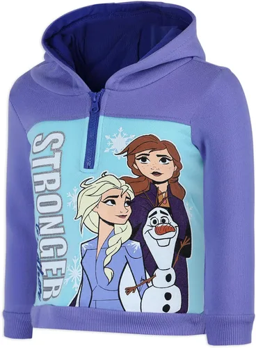 Vista 2 de DISNEY Frozen Girls Half Zip Up Hoodie for Toddler and Little Kids - Purple