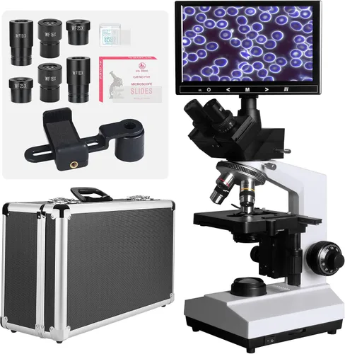 Vista 9 de Infinity-Corrected Polarizing Metallurgical EPI Reflected Illumination Vabiooth Trinocular Microscope 50X-500X Mag, cámara 4K con software