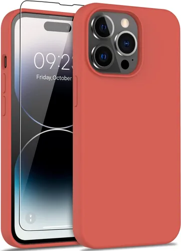 Vista 47 de bemal Funda para iPhone 14 Pro con protector de pantalla, silicona líquida de ajuste delgado, forro de microfibra suave, diseñada para mujeres