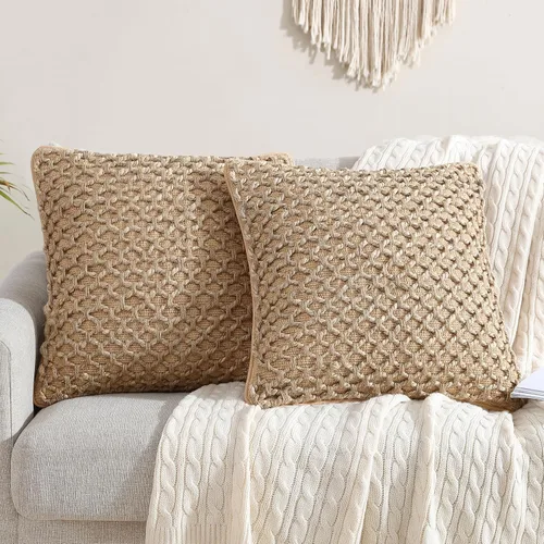 Vista 55 de Boho Living Jada - Funda decorativa para almohada, incluye acento, diseño tejido premium, decoración para sala de estar, (2) funda de almohada de 20