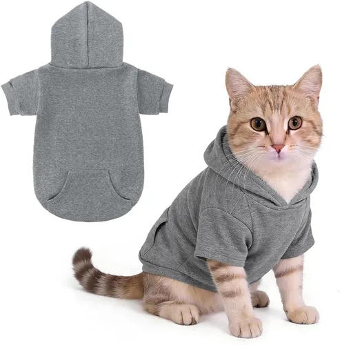 Vista 49 de KOOLTAIL Sudadera básica con capucha para perro, suave y cálida, con agujero para correa y con bolsillo, abrigo de invierno para perros, ropa