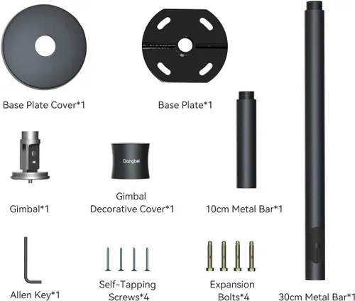 Vista 8 de Dangbei Soporte de techo para proyector, altura ajustable de 3.9-15.7 pulgadas, tornillo de 1/4 pulgadas compatible con DBX3 Pro
