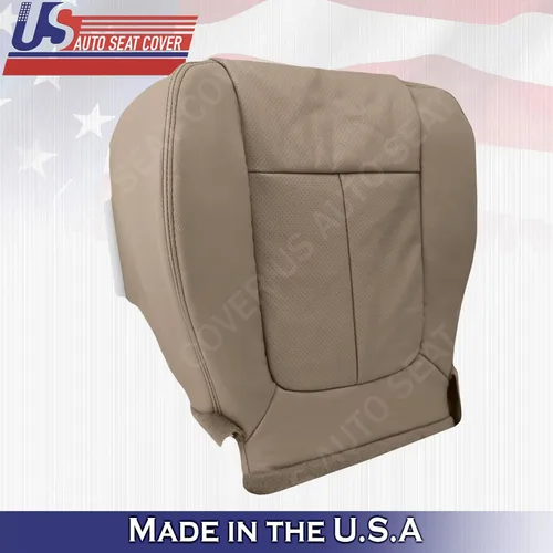 Vista 2 de Cubierta de asiento de cuero perforada inferior del conductor Camel Tan 2009 2010 para Ford F150 Lariat