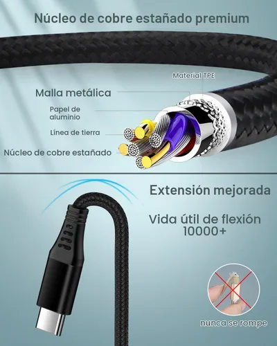 Vista 4 de Cable USB tipo C para iPhone 17e 17 para Apple iPhone 16e/16/15 Plus/18 Pro