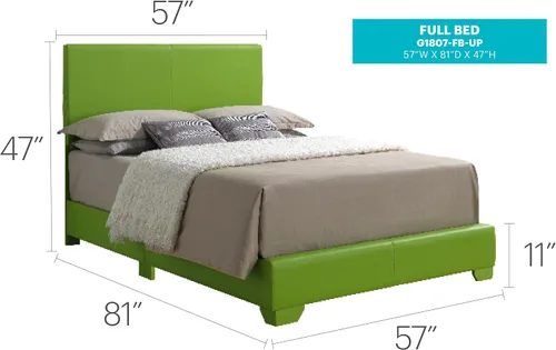 Vista 3 de Glory Furniture Aaron - Cama matrimonial tapizada de piel sintética en color verde manzana