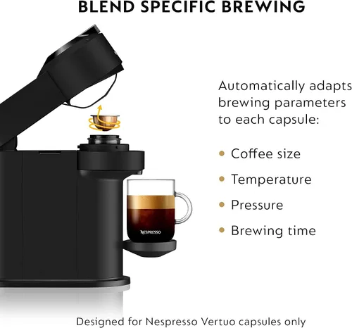 Vista 5 de Nespresso Vertuo Next - Cafetera y espresso de De'Longhi, edición limitada, color negro mate (renovado)