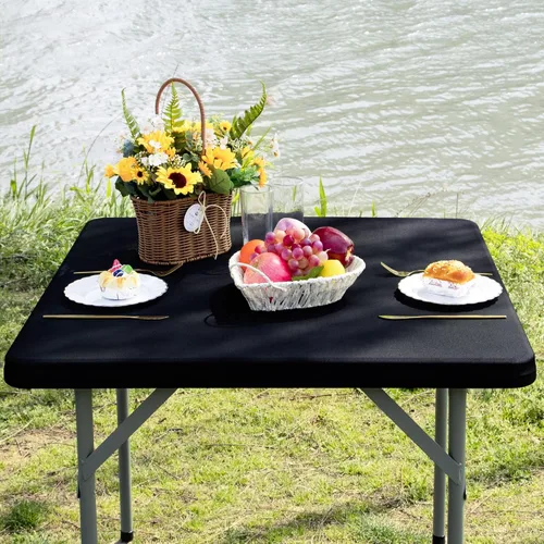Vista 2 de Mantel Cuadrado Ajustable Cubierta de Mesa Elástica Mantel Elástico Stretch Spandex Cubierta Superior de Mesa Tapa de Mesa para Comedor Cocina Hogar