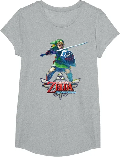 Vista 31 de Camiseta Nintendo Zelda Skyward Sword Link Ready for Battle Negro