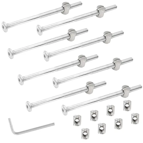 Vista 11 de Biaungdo M6 x 90mm Tornillos para Cama Litera, Pernos de Accionamiento Hexagonal con Soporte de Barril para Muebles, Tuercas de Pernos para Muebles