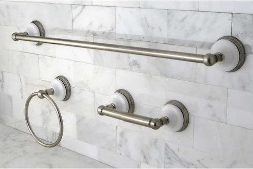 Vista 2 de Kingston Brass BAK111148SN Victorian - Juego de accesorios de baño de 3 piezas, níquel cepillado