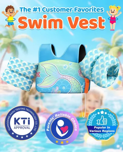 Vista 43 de HeySplash Swim Vest for Kids, Puddle Float Jumper with Safety Buckle