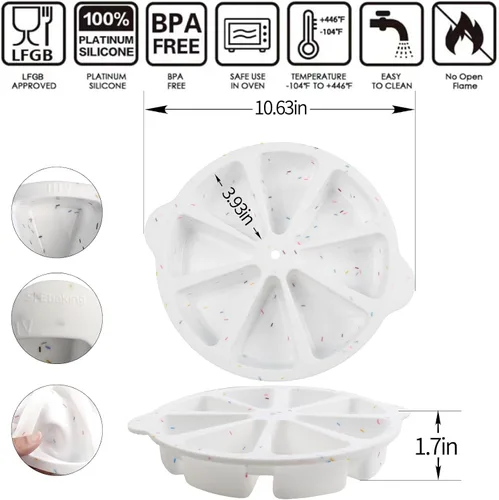 Vista 3 de SHEbaking - Molde de silicona para scones, moldes para hornear 8 cavidades, molde para tartas, pizzas, brownies sin BPA