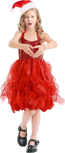 Vista 3 de Vestido tutú para niñas, vestido de tul con lentejuelas, vestido de princesa para niñas pequeñas, disfraz de fiesta de cumpleaños brillante