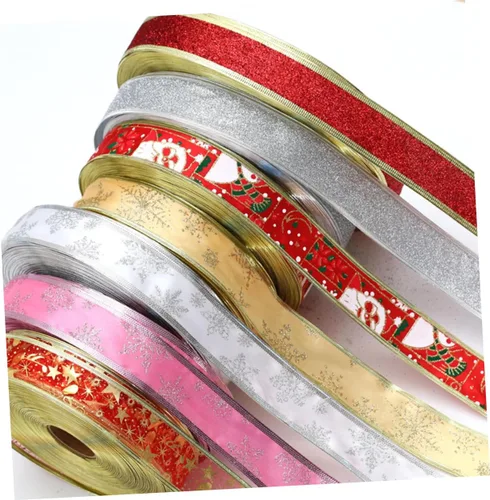 Vista 2 de TEHAUX 12pcs Chic Christmas Ribbons Each Silver Glitter for Crafts Wrapping and Holiday Decorations