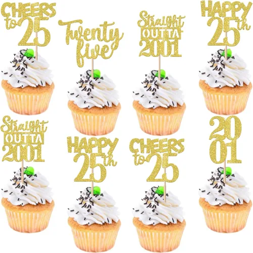 Vista 40 de 30 piezas negras para cupcakes de 10.º cumpleaños con purpurina Ten Happy 10 Straight Outta 2016 para saludos a 10 años 10 cumpleaños, boda Negro