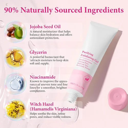 Vista 5 de Gel de pelado 1.76 oz de exfoliante facial y purificador de gel exfoliante facial, limpiador profundo de poros y exfoliante facial para control