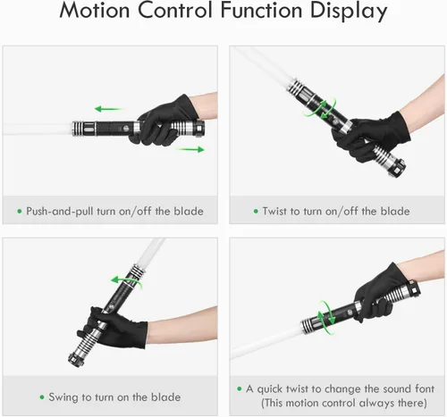 Vista 4 de CUSTOM SABER Sable de luz RGBX de balanceo suave, control de movimiento para encender/apagar la hoja, sable de luz con 16 fuentes de sonido
