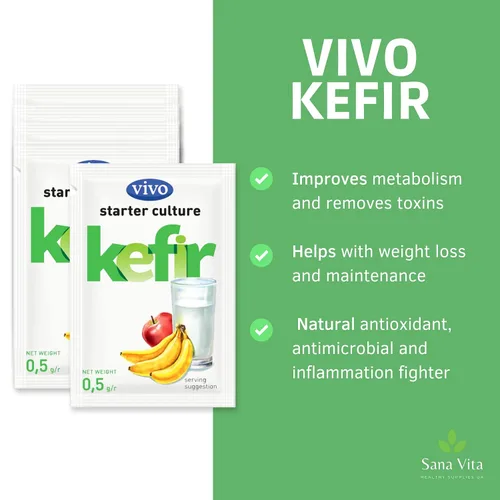 Vista 2 de VIVO Kefir Starter (5 cajas) Hace hasta 30 cuartos de galón de kéfir