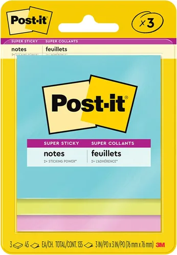 Vista 16 de Post-it Notas súper adhesivas, 3 x 3 pulgadas, 3 blocs, 2 veces el poder de adherencia, neones de supernova, colores brillantes, reciclables