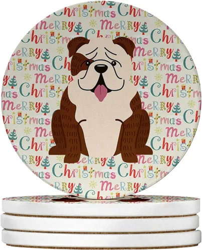 Vista 124 de Abyssinian Sand Terrier Merry Christmas - Posavasos grandes de piedra arenisca (4 unidades)