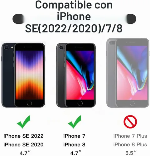 Vista 3 de JETech Protector de pantalla para iPhone SE 3/2, iPhone 8/7, negro, paquete de 3