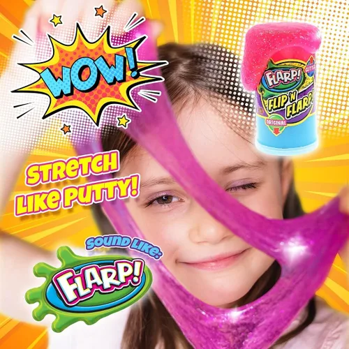 Vista 7 de JA-RU Flip & Flarp - Masilla de ruido para niños, paquete doble, original y purpurina (1 paquete surtido), fabricante de ruido de gas fart, limo