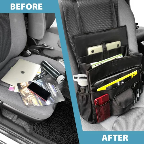 Vista 4 de Elantrip Organizador de asiento delantero de automóvil, almacenamiento de asiento trasero con correas ajustables, organizadores de asiento de camión