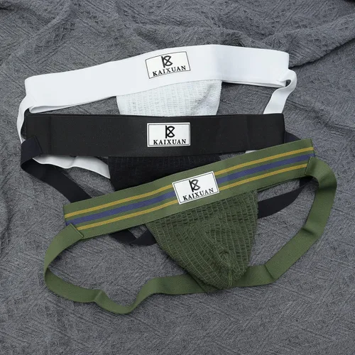 Vista 3 de Jock Strap - Correa de malla ancha para hombre, ropa interior masculina suspensorio, soporte atlético para vasectomía de gimnasio
