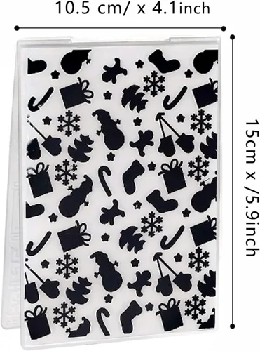 Vista 2 de Carpetas de plástico de Navidad en relieve, hojas de copo de nieve, plantilla de ciervo para álbumes de recortes, plantilla de papel