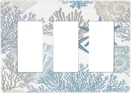 Vista 100 de Mid Century Morden Boho - Placa de pared para interruptor de luz dúplex de 1 banda, placa frontal decorativa eléctrica para receptáculo para baño
