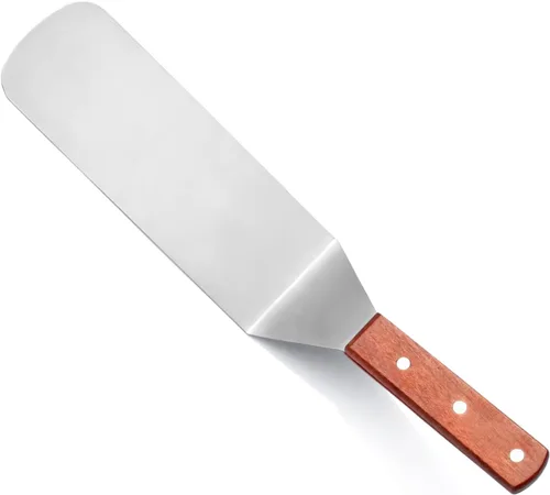 Vista 3 de New Star Foodservice 36336 - Espátula flexible para parrilla con mango de madera, 14.5 pulgadas