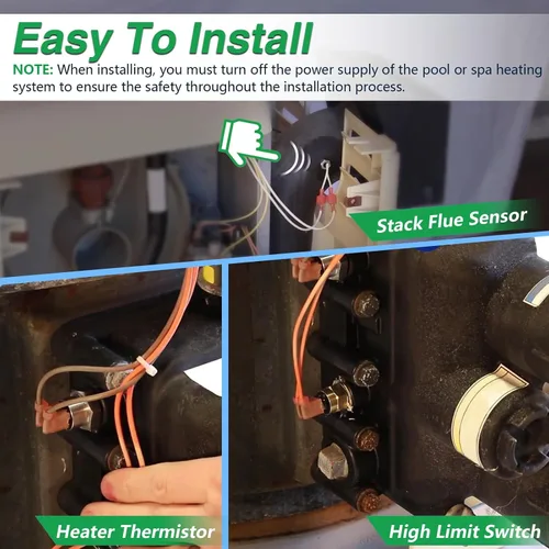 Vista 7 de El kit de reparación de calentador de piscina incluye sensor de combustión apilable, interruptor de límite alto y termistor de calentador compatible