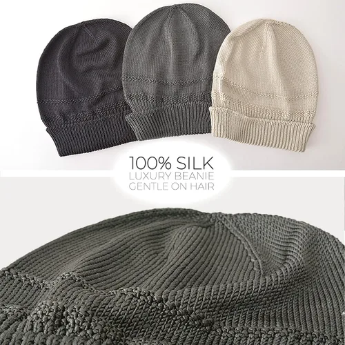 Vista 6 de CHARM Gorro holgado de seda para mujer Sombrero holgado de verano para quimioterapia de punto de seda